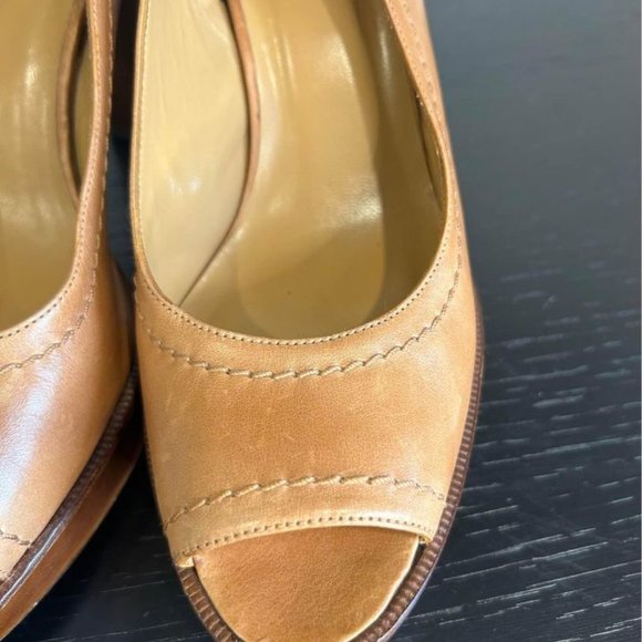 Stuart Weitzman Tan Peep-Toe Heels - Picture 9 of 9